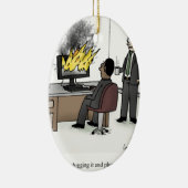 Funny Computer and Technology Kantoor Cartoon Keramisch Ornament (Rechts)