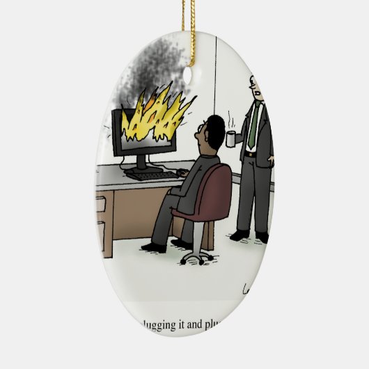 Funny Computer and Technology Kantoor Cartoon Keramisch Ornament (Rechts)