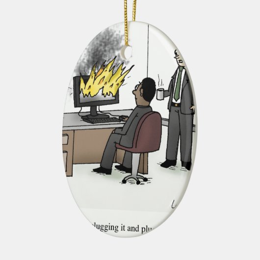 Funny Computer and Technology Kantoor Cartoon Keramisch Ornament (Links)