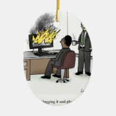 Funny Computer and Technology Kantoor Cartoon Keramisch Ornament (Voorkant)