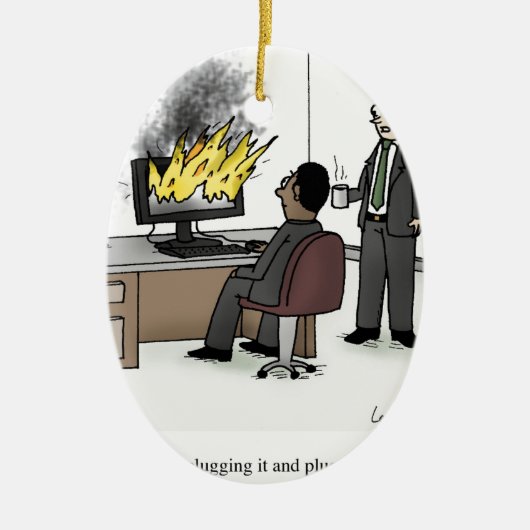 Funny Computer and Technology Kantoor Cartoon Keramisch Ornament (Voorkant)