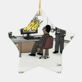 Funny Computer and Technology Kantoor Cartoon Keramisch Ornament (Voorkant)