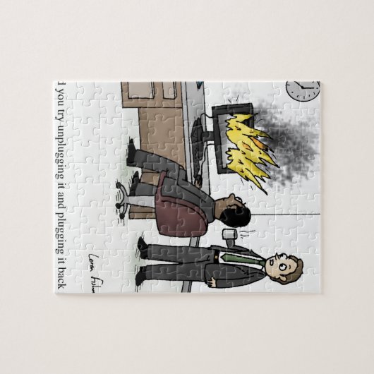 Funny Computer and Technology Kantoor Cartoon Legpuzzel (Horizontaal)