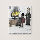 Funny Computer and Technology Kantoor Cartoon Legpuzzel (Verticaal)