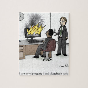 Funny Computer and Technology Kantoor Cartoon Legpuzzel