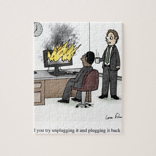 Funny Computer and Technology Kantoor Cartoon Legpuzzel (Verticaal)