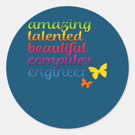 Funny Computer Engineer | Cute Girl Engineering Ronde Sticker (Voorkant)