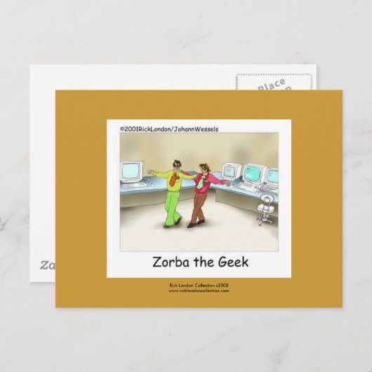 Funny Computer Geek Cartoon Handmatig ontworpen Sc Briefkaart (Voorkant / Achterkant)