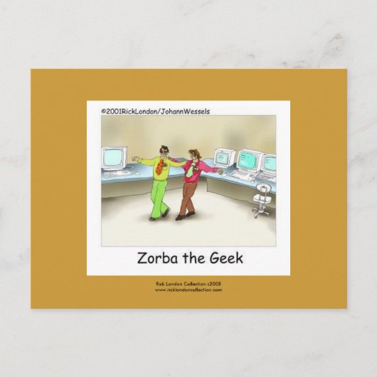 Funny Computer Geek Cartoon Handmatig ontworpen Sc Briefkaart (Voorkant)