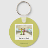 Funny Computer Geek Cartoon op Sleutelhanger (Voorkant)