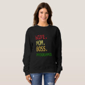 Funny Computer Programmer Geek Wife mama Boss Prog Trui (Voorkant volledig)