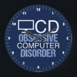 Funny Computer Science Geek Grote Klok<br><div class="desc">Een coole computerlabklok voor een technische geek. Ze hebben al alles wat ze nodig hebben,  dus krijg ze een geweldige nerdy gave. Een grappig OCD acroniem voor een programmeur in computerwetenschap.</div>