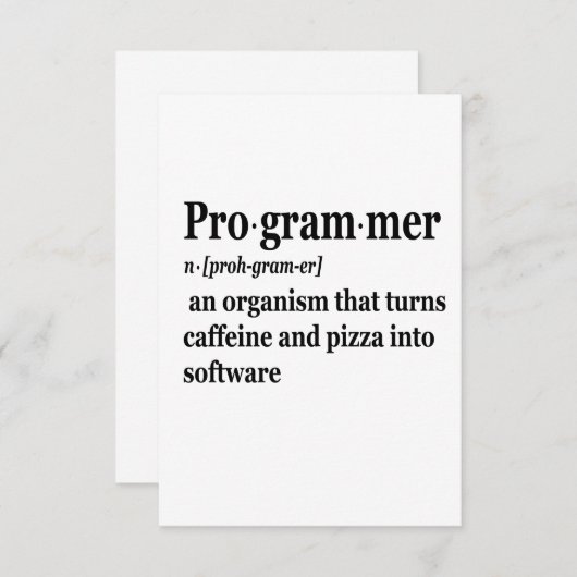 Funny Computer Science Programmer Definition Bedankkaart (Voorkant / Achterkant)