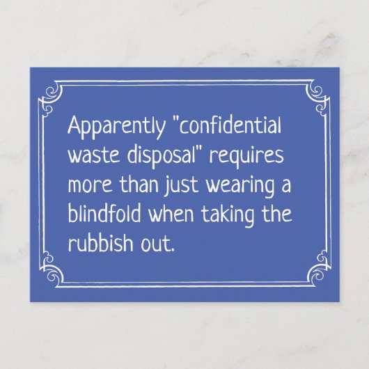 Funny Confidential Waste Disposal Joke Briefkaart (Voorkant)