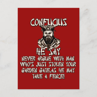Funny Confucius zegt hij Briefkaart