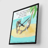 Funny Confused Fish Cartoon Square Wall Clock Vierkante Klok (Hoek)