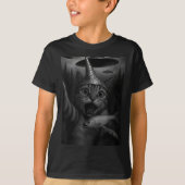 Funny Consracy Cat In Tin Foil Hat Panics At Alien T-shirt (Voorkant)