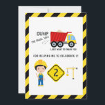 Funny Construction 2nd Birthday Bedankkaart<br><div class="desc">Fun bouwer tweede verjaardagsfeest bedankt u kaart met een simplistische zwarte en witte lay-out die aan uw gebeurtenisspecificaties kan worden aangepast. Grafische kaart van PremiumClipart.</div>