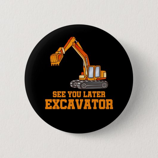 Funny Construction Excavator Boys Toddler Ronde Button 5,7 Cm (Voorkant)