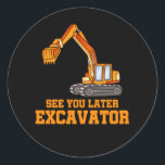 Funny Construction Excavator Boys Toddler Ronde Sticker<br><div class="desc">Cool Building Site Vehicles for Kids. Funny Construction Excavator Boys Toddler.</div>