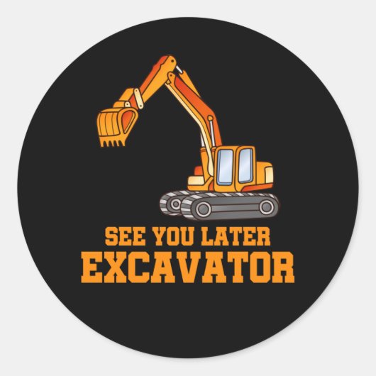 Funny Construction Excavator Boys Toddler Ronde Sticker (Voorkant)