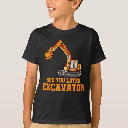 Funny Construction Excavator Boys Toddler T-shirt (Voorkant)