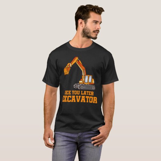 Funny Construction Excavator Boys Toddler T-shirt (Voorkant volledig)