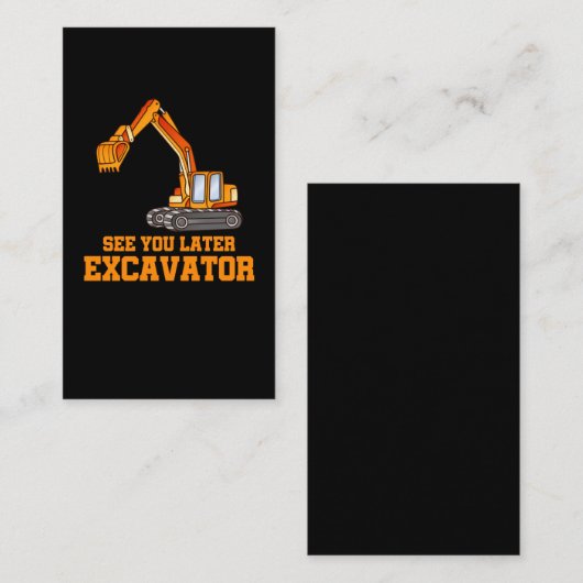 Funny Construction Excavator Boys Toddler Visitekaartje (Voorkant / Achterkant)