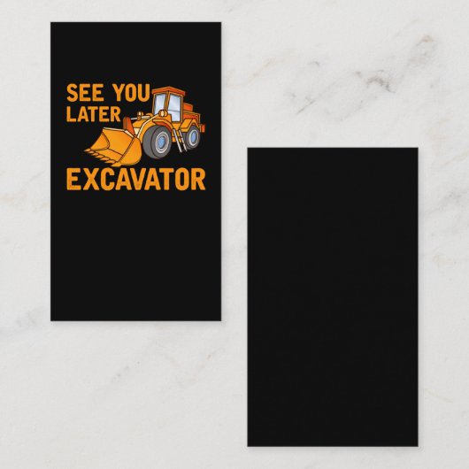 Funny Construction Excavator Gezegde Boys Toddler Visitekaartje (Voorkant / Achterkant)