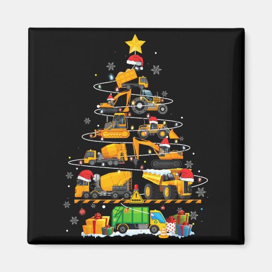 Funny Construction Excavator Truck Christmas Tree  Magneet (Voorkant)