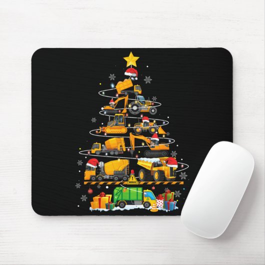 Funny Construction Excavator Truck Christmas Tree  Muismat (Met muis)