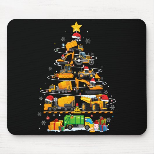 Funny Construction Excavator Truck Christmas Tree  Muismat (Voorkant)
