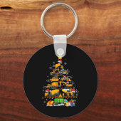 Funny Construction Excavator Truck Christmas Tree  Sleutelhanger (Voorkant)