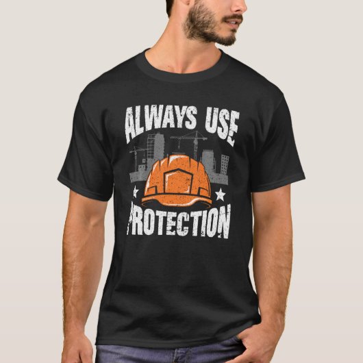 Funny Construction Shirt - Altijd bescherming gebr (Voorkant)