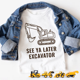 Funny Construction Truck Excavator Boy Birthday Kinder Shirts