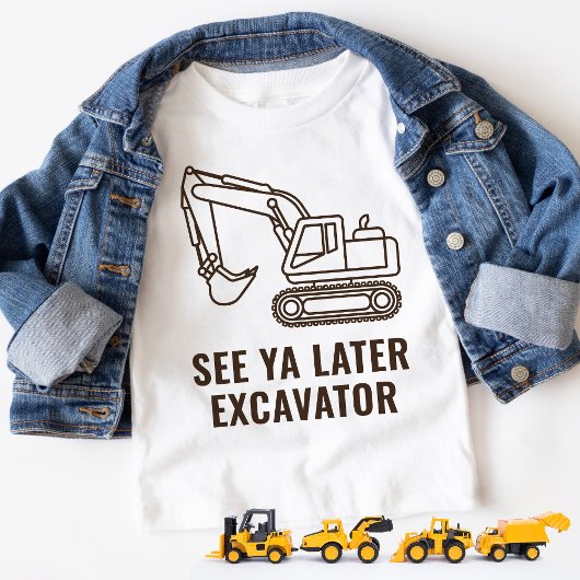 Funny Construction Truck Excavator Boy Birthday Kinder Shirts