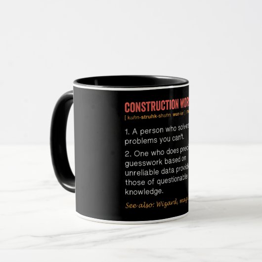 Funny Construction Worker Definition Mok (Voorkant links)