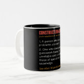 Funny Construction Worker Definition Tweekleurige Koffiemok (Voorkant links)