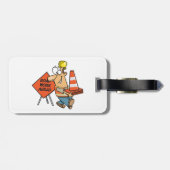 Funny Construction Worker Road Work Ahead Sign Bagagelabel (Achterkant horizontaal)