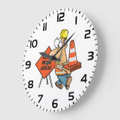 Funny Construction Worker Road Work Ahead Sign Grote Klok (Hoek)