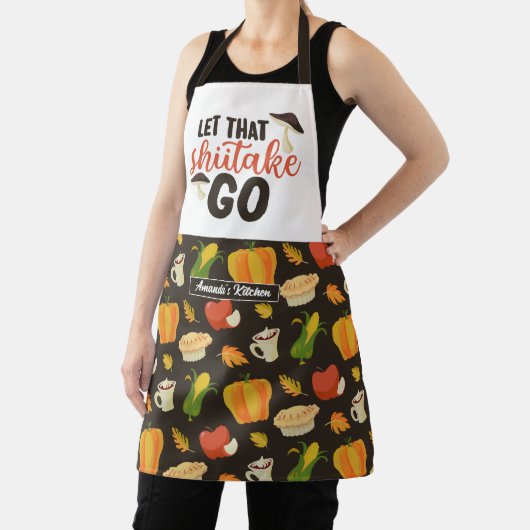 Funny Cook Shiitake Pun Thanksgiving Food Pattern Schort (Insitu)