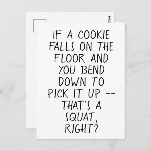 Funny Cookie Anti-Exercising Quote Briefkaart (Voorkant / Achterkant)