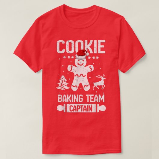 Funny Cookie Baking Team Kapitein Gingerbrood Chri T-shirt (Design voorkant)