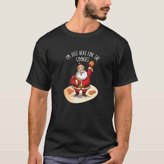 Funny Cookie Eating Santa Design T-shirt (Voorkant)