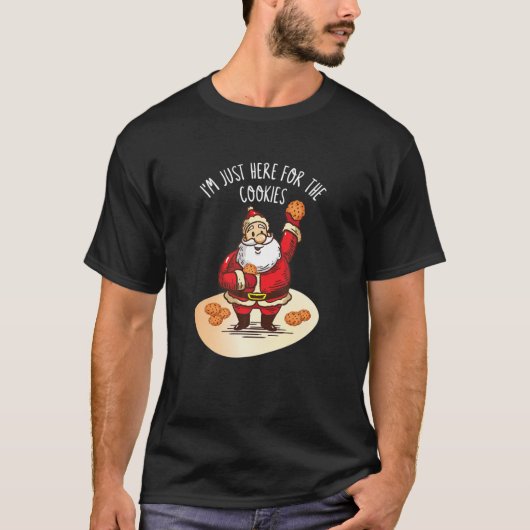 Funny Cookie Eating Santa Design T-shirt (Voorkant)