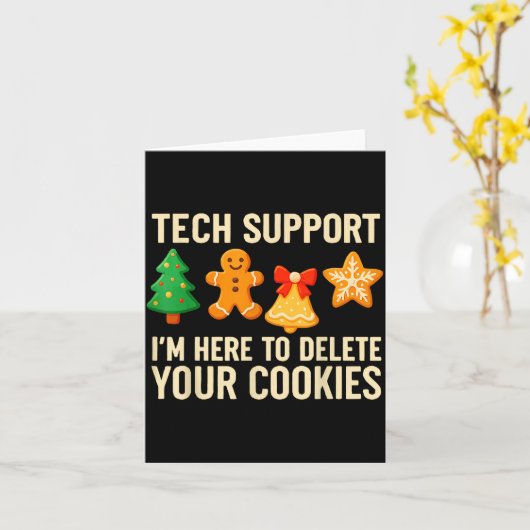 Funny Cookies Christmas Gingerbread Tech Suprt Men Kaart (Gele Bloem)