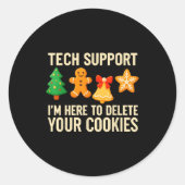 Funny Cookies Christmas Gingerbread Tech Suprt Men Ronde Sticker (Voorkant)