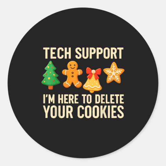 Funny Cookies Christmas Gingerbread Tech Suprt Men Ronde Sticker (Voorkant)