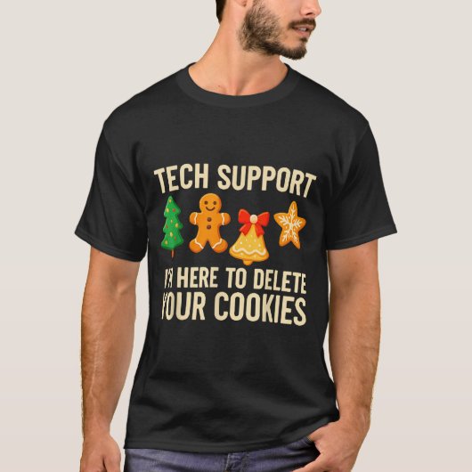 Funny Cookies Christmas Gingerbread Tech Suprt Men T-shirt (Voorkant)