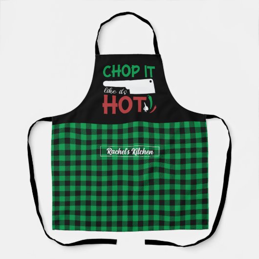 Funny Cooking Chef Chop Black Green Pset Schort (Voorkant)